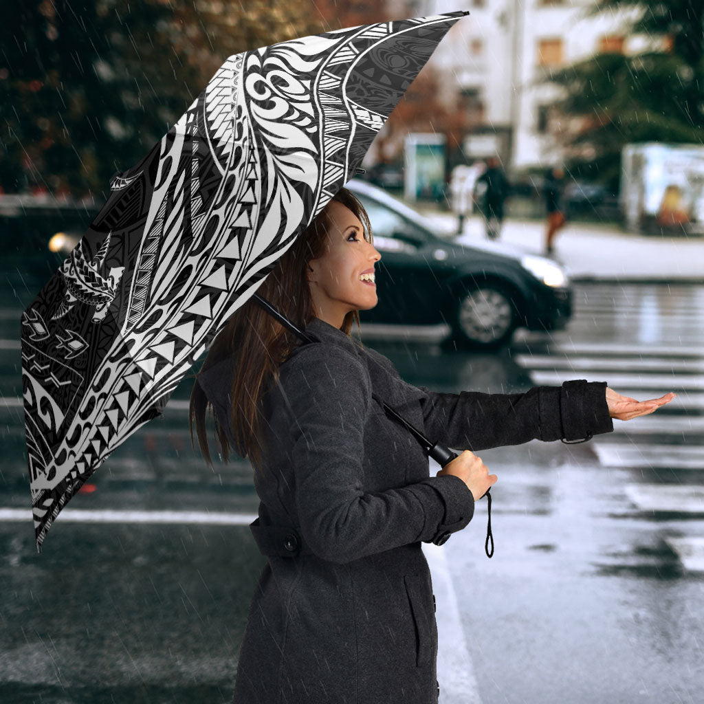 Hawaiian Turtle and Shark Umbrella Kakau Tribal with Polynesian Pattern Black Color