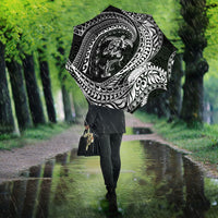 Hawaiian Turtle and Shark Umbrella Kakau Tribal with Polynesian Pattern Black Color