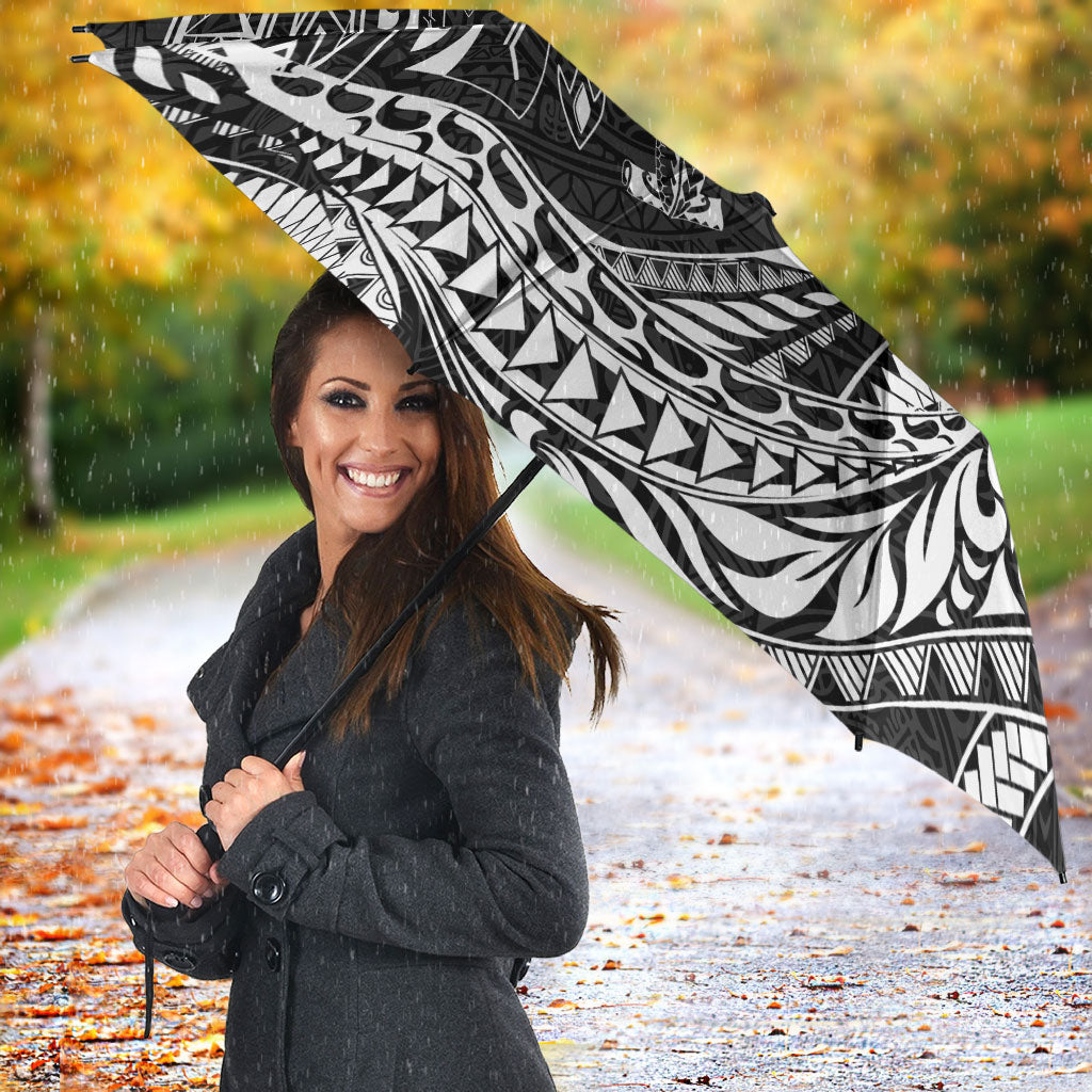 Hawaiian Turtle and Shark Umbrella Kakau Tribal with Polynesian Pattern Black Color