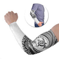 Hawaiian Turtle and Shark Arm Sleeves Kakau Tribal with Polynesian Pattern White Color