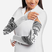 Hawaiian Turtle and Shark Arm Sleeves Kakau Tribal with Polynesian Pattern White Color