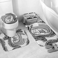 Hawaiian Turtle and Shark Bathroom Set Kakau Tribal with Polynesian Pattern White Color