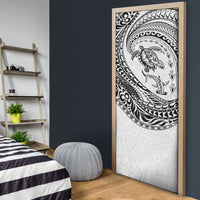 Hawaiian Turtle and Shark Door Cover Kakau Tribal with Polynesian Pattern White Color