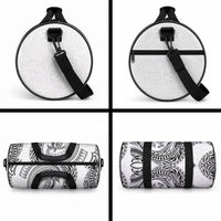 Hawaiian Turtle and Shark Duffle Bag Kakau Tribal with Polynesian Pattern White Color