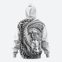 Hawaiian Turtle and Shark Hoodie Kakau Tribal with Polynesian Pattern White Color