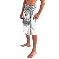 Hawaiian Turtle and Shark Lavalava Kakau Tribal with Polynesian Pattern White Color