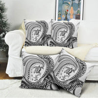 Hawaiian Turtle and Shark Pillow Cover Kakau Tribal with Polynesian Pattern White Color