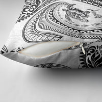 Hawaiian Turtle and Shark Pillow Cover Kakau Tribal with Polynesian Pattern White Color