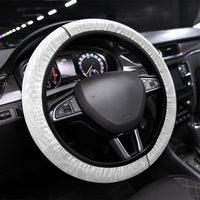 Hawaiian Turtle and Shark Steering Wheel Cover Kakau Tribal with Polynesian Pattern White Color