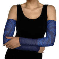 Hawaiian Turtle and Shark Arm Sleeves Kakau Tribal with Polynesian Pattern Blue Color