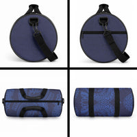 Hawaiian Turtle and Shark Duffle Bag Kakau Tribal with Polynesian Pattern Blue Color