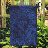 Hawaiian Turtle and Shark Garden Flag Kakau Tribal with Polynesian Pattern Blue Color