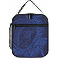 Hawaiian Turtle and Shark Lunch Bag Kakau Tribal with Polynesian Pattern Blue Color