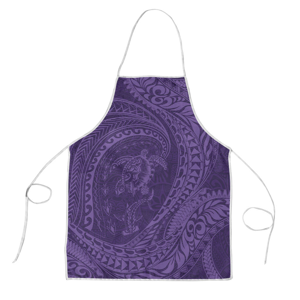 Hawaiian Turtle and Shark Apron Kakau Tribal with Polynesian Pattern Purple Color