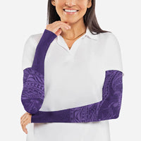 Hawaiian Turtle and Shark Arm Sleeves Kakau Tribal with Polynesian Pattern Purple Color