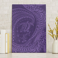 Hawaiian Turtle and Shark Canvas Wall Art Kakau Tribal with Polynesian Pattern Purple Color