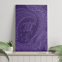 Hawaiian Turtle and Shark Canvas Wall Art Kakau Tribal with Polynesian Pattern Purple Color