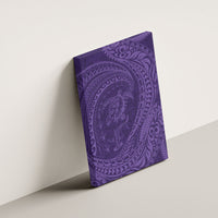 Hawaiian Turtle and Shark Canvas Wall Art Kakau Tribal with Polynesian Pattern Purple Color