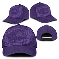 Hawaiian Turtle and Shark Classic Cap Kakau Tribal with Polynesian Pattern Purple Color