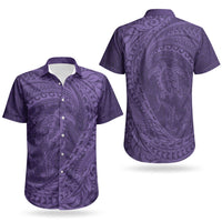 Hawaiian Turtle and Shark Couples Matching Summer Maxi Dress and Hawaiian Shirt Kakau Tribal with Polynesian Pattern Purple Color