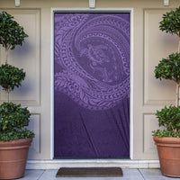 Hawaiian Turtle and Shark Door Cover Kakau Tribal with Polynesian Pattern Purple Color