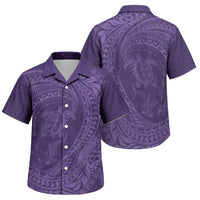 Hawaiian Turtle and Shark Family Matching Mermaid Dress and Hawaiian Shirt Kakau Tribal with Polynesian Pattern Purple Color