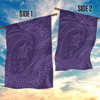 Hawaiian Turtle and Shark Garden Flag Kakau Tribal with Polynesian Pattern Purple Color