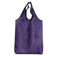 Hawaiian Turtle and Shark Grocery Bag Kakau Tribal with Polynesian Pattern Purple Color