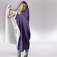 Hawaiian Turtle and Shark Hooded Blanket Kakau Tribal with Polynesian Pattern Purple Color