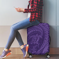 Hawaiian Turtle and Shark Luggage Cover Kakau Tribal with Polynesian Pattern Purple Color LT03 - Polynesian Pride