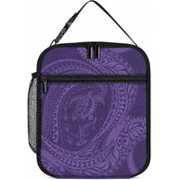 Hawaiian Turtle and Shark Lunch Bag Kakau Tribal with Polynesian Pattern Purple Color