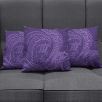 Hawaiian Turtle and Shark Pillow Cover Kakau Tribal with Polynesian Pattern Purple Color