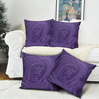 Hawaiian Turtle and Shark Pillow Cover Kakau Tribal with Polynesian Pattern Purple Color