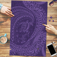 Hawaiian Turtle and Shark Puzzle Kakau Tribal with Polynesian Pattern Purple Color