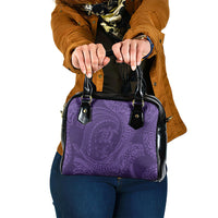 Hawaiian Turtle and Shark Shoulder Handbag Kakau Tribal with Polynesian Pattern Purple Color