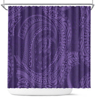 Hawaiian Turtle and Shark Shower Curtain Kakau Tribal with Polynesian Pattern Purple Color