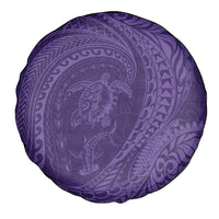 Hawaiian Turtle and Shark Spare Tire Cover Kakau Tribal with Polynesian Pattern Purple Color