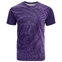 Hawaiian Turtle and Shark T Shirt Kakau Tribal with Polynesian Pattern Purple Color