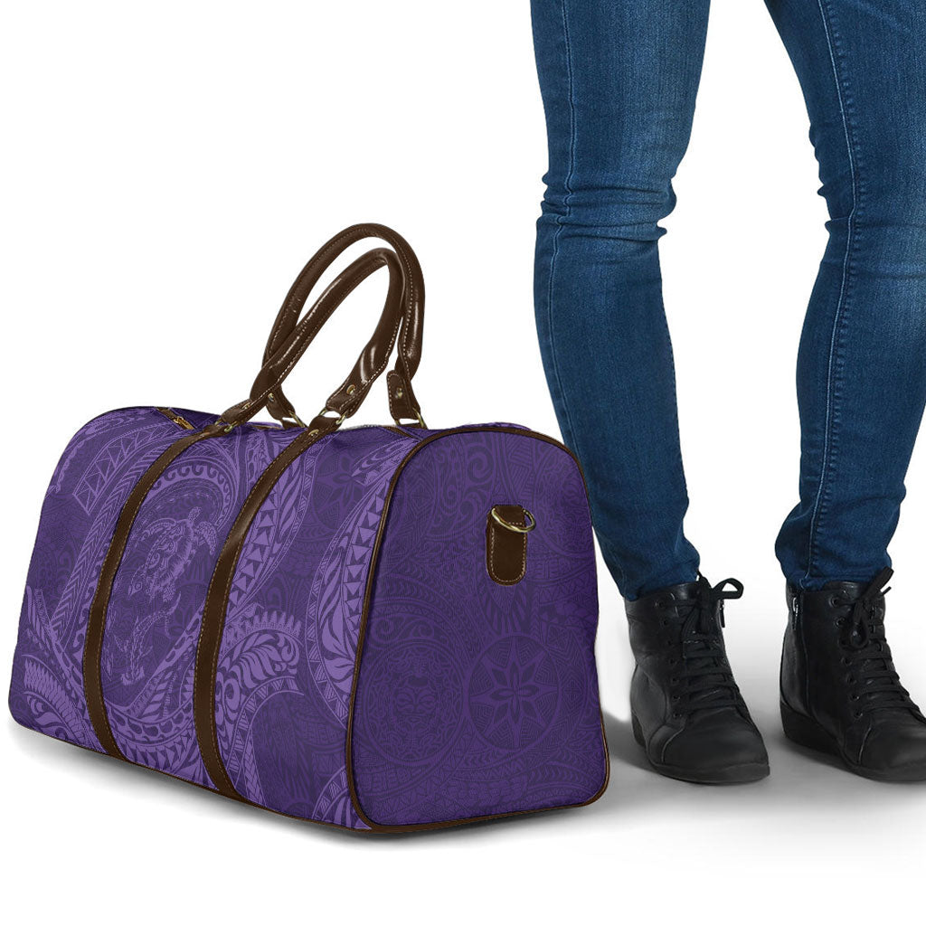 Hawaiian Turtle and Shark Travel Bag Kakau Tribal with Polynesian Pattern Purple Color