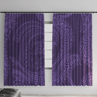 Hawaiian Turtle and Shark Window Curtain Kakau Tribal with Polynesian Pattern Purple Color