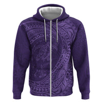Hawaiian Turtle and Shark Zip Hoodie Kakau Tribal with Polynesian Pattern Purple Color LT03 Zip Hoodie Purple - Polynesian Pride