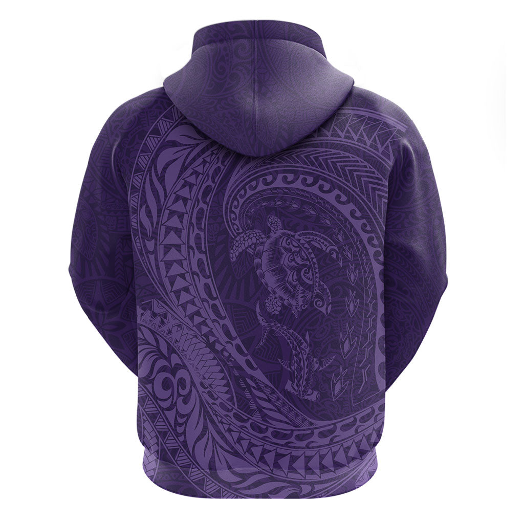 Hawaiian Turtle and Shark Zip Hoodie Kakau Tribal with Polynesian Pattern Purple Color LT03 - Polynesian Pride
