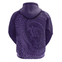 Hawaiian Turtle and Shark Zip Hoodie Kakau Tribal with Polynesian Pattern Purple Color LT03 - Polynesian Pride
