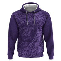 Hawaiian Turtle and Shark Zip Hoodie Kakau Tribal with Polynesian Pattern Purple Color LT03 Pullover Hoodie Purple - Polynesian Pride