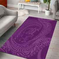 Hawaiian Turtle and Shark Area Rug Kakau Tribal with Polynesian Pattern Pink Color