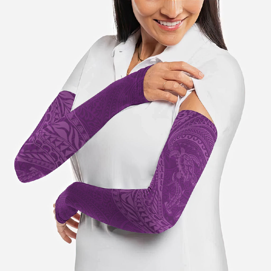 Hawaiian Turtle and Shark Arm Sleeves Kakau Tribal with Polynesian Pattern Pink Color