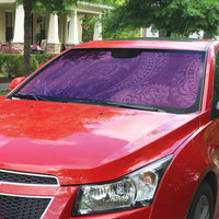Hawaiian Turtle and Shark Auto Sun Shade Kakau Tribal with Polynesian Pattern Pink Color