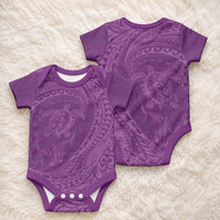 Hawaiian Turtle and Shark Baby Onesie Kakau Tribal with Polynesian Pattern Pink Color