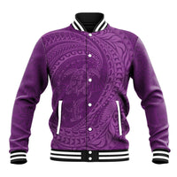 Hawaiian Turtle and Shark Baseball Jacket Kakau Tribal with Polynesian Pattern Pink Color