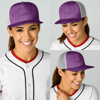 Hawaiian Turtle and Shark Baseball Net Cap Kakau Tribal with Polynesian Pattern Pink Color